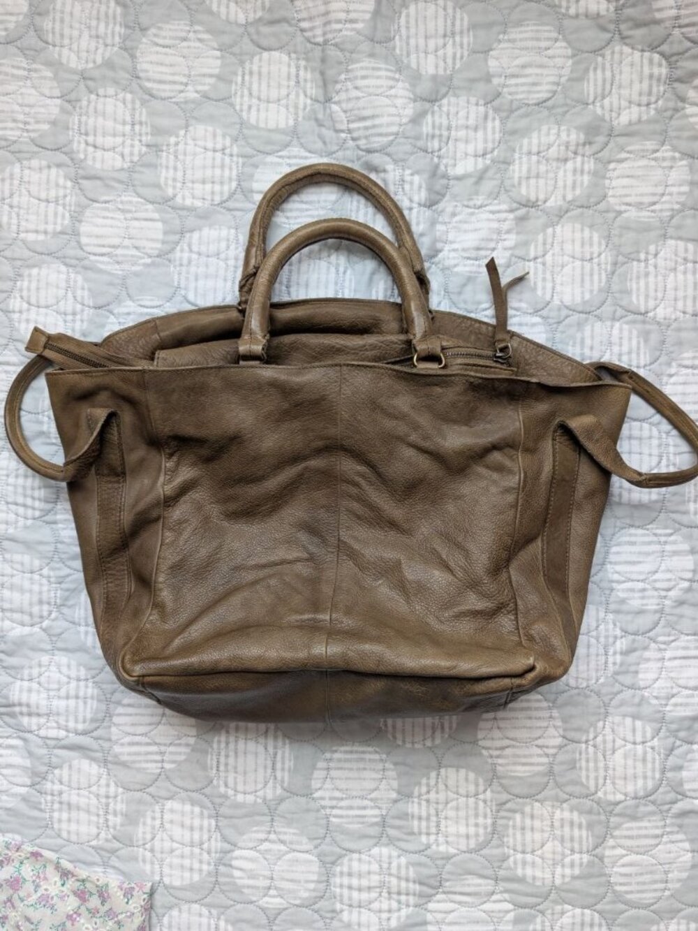 Free People Large Leather Leslie Tote Bag Color Oregano